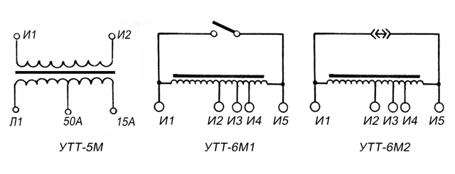 Принципиальная схема трансформаторов тока серии УТТ-5М, УТТ-6М1, УТТ-6М2