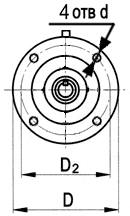 Рис.6 Вариант для планетарных редукторов и планетарных мотор-редукторов ЗПМ- (3П-), ЗМПМ-25М (ЗМП-25М) с фланцем