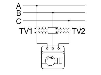 Схема включения фазоуказателя ЭИ5001 через однофазные трансформаторные напряжения
