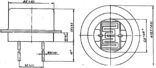 Габаритные размеры фоторезистора СФ2-5А