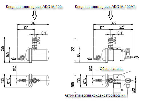 Общий вид конденсатоотводчиков АКО-М 100