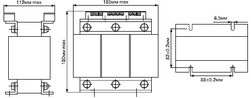Схема габаритных размеров трансформаторов 3ТСШ