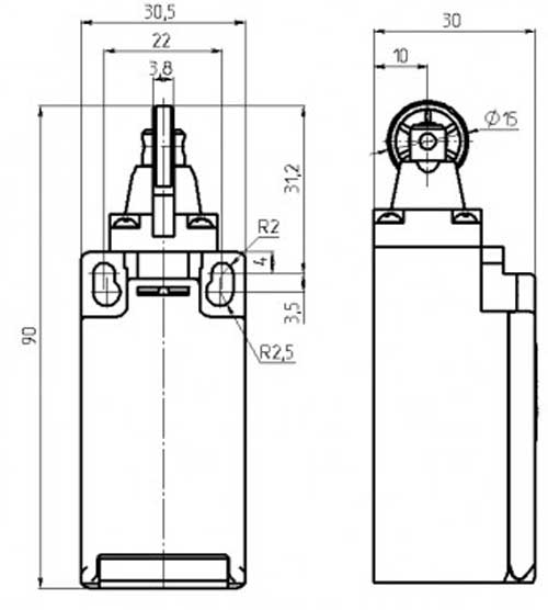 Схема габаритов выключателя ВП 2311 А2 У2