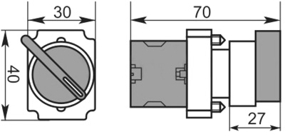 Рис.1. Габаритный чертеж кнопки поворотной XB2-BJ33