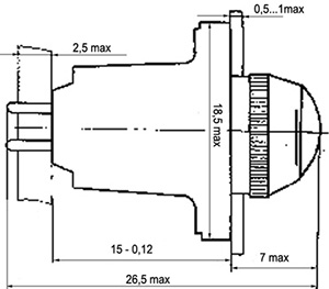 Рис.1. Габаритный чертеж фонаря сигнального малогабаритного МФС 1