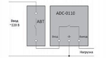 Рис.1. Схема включения реле ADC-0110-32