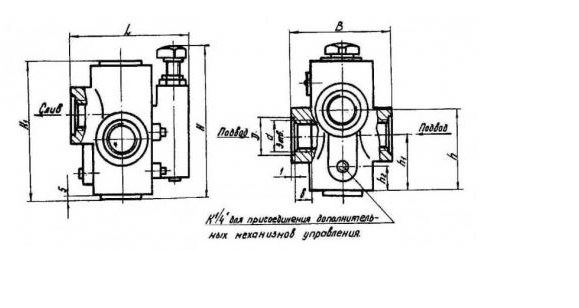 Схема габаритных размеров клапана 10-200-1-11