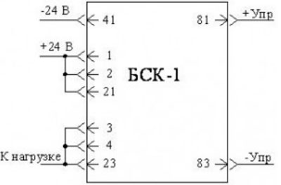 Рисунок 1. Схема внешних подключений блока БСК-1