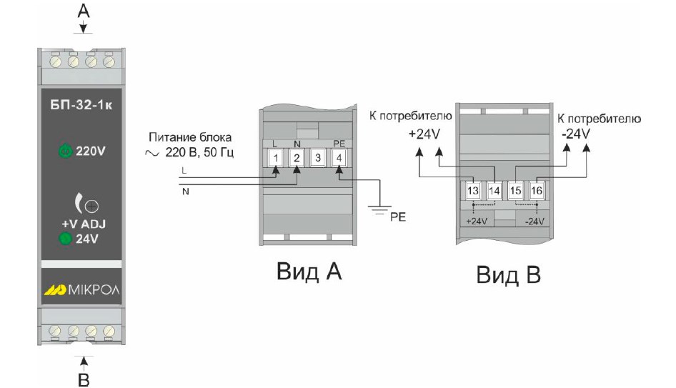 "Схема внешних соединений БП-32-1к"