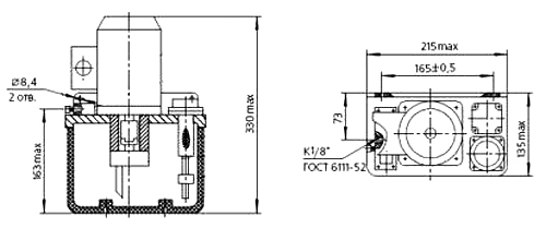 Габаритные размеры станции СН5М Габаритные размеры станции смазочной СН5М